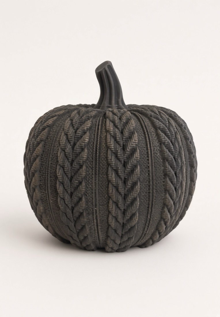 Knit Pumpkin, Seasonal decor, iron-filled filament with real rust