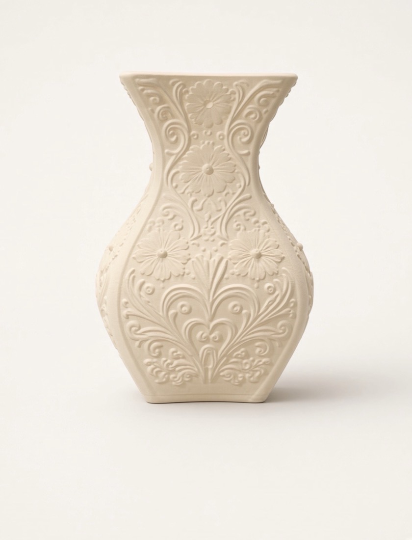 Garden Relief Vase, Embossed floral vase