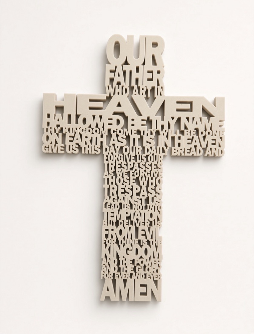 Prayer Cross, Typographic wall cross